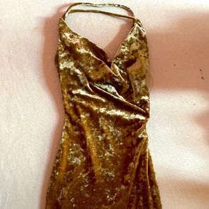 Fashion Nova Gold Suade Mini Dress